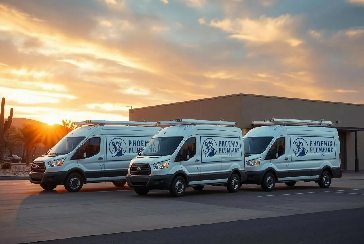 Phoenix Plumbing Co. service van in a Phoenix neighborhood